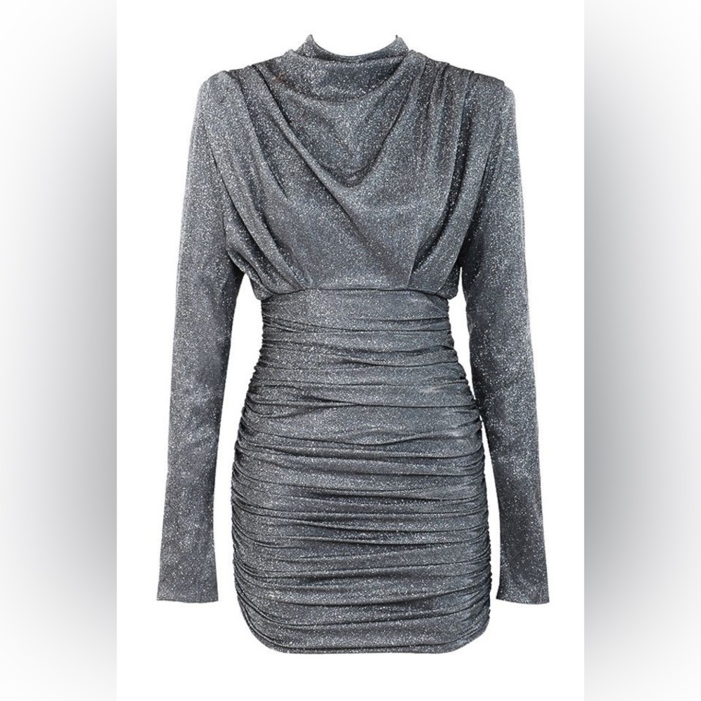 RARE House of CB 'Irena' Silver Sparkle Draped Dress NWT - Picture 16 of 16
